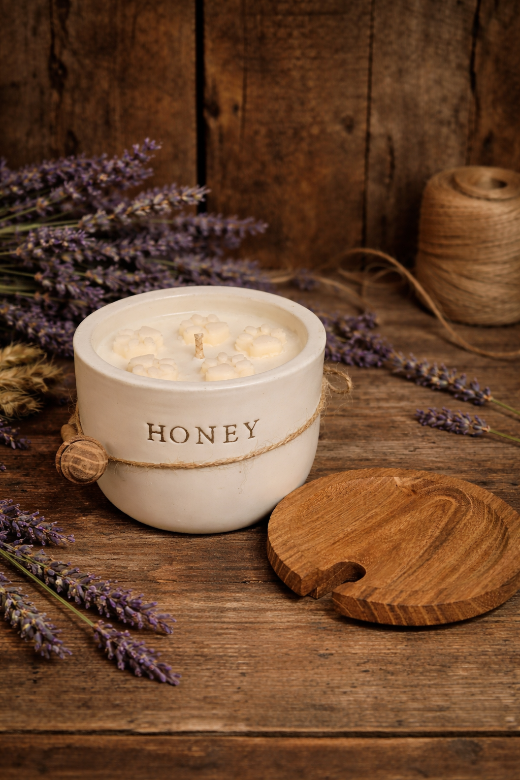 Honey Jar Candle | Hand-Poured Soy Candle with Wooden Lid